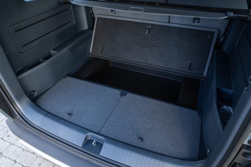 Bagageutrymmet i Kia PV5 Passenger.